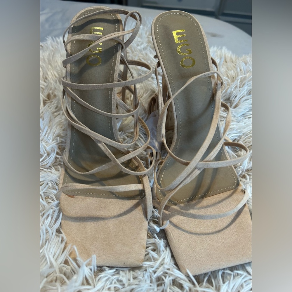 EGO Nude/ Khaki Strappy Heels